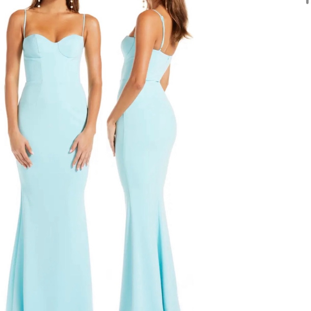 Yasmin Trumpet Gown Elegant Light Blue Strapless Gown